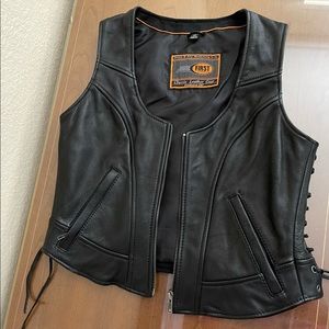 100% Leather Womens Biker Vest